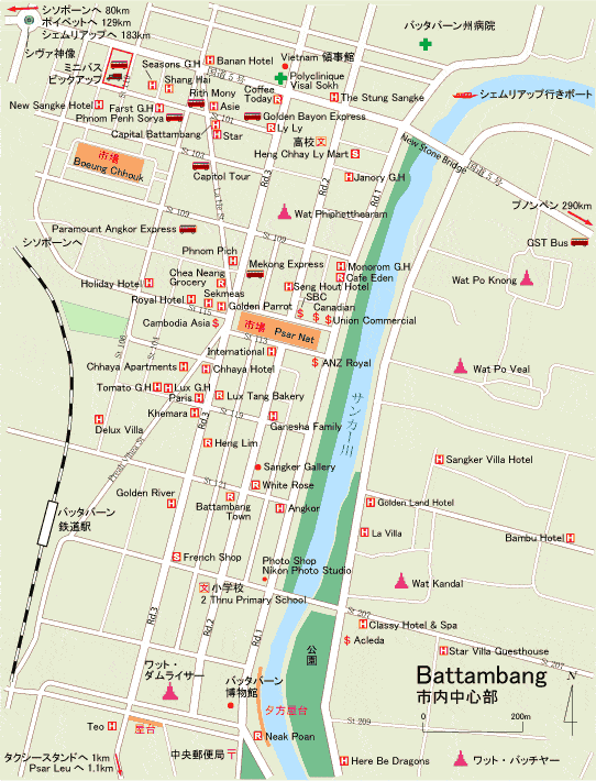 バッタバーン市街中心地図