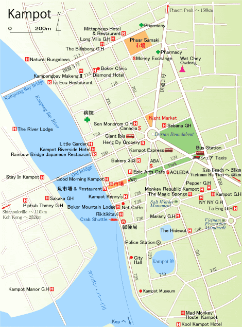 カンポット市街地図
