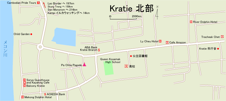 クラチエ北部市街地図