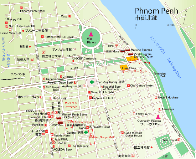 プノンペン市街北部地図
