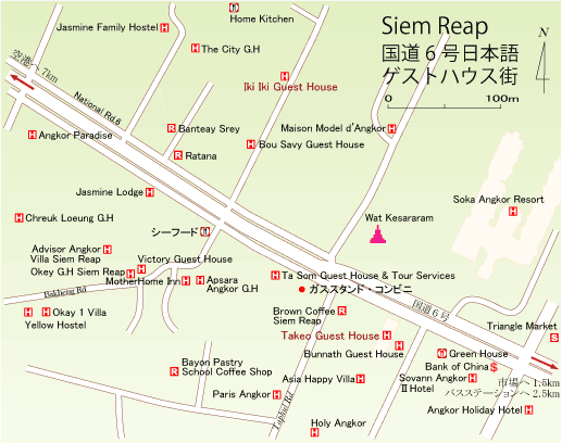 国道6号日本語ゲストハウス街周辺地図