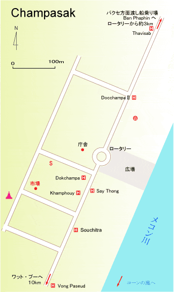 チャンパサック市街地図
