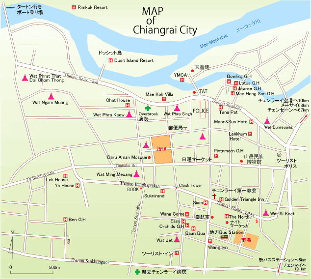 チェンラーイ市街地図