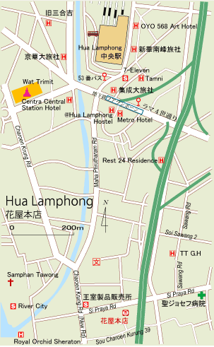 ホアランポーン中央駅周辺地図