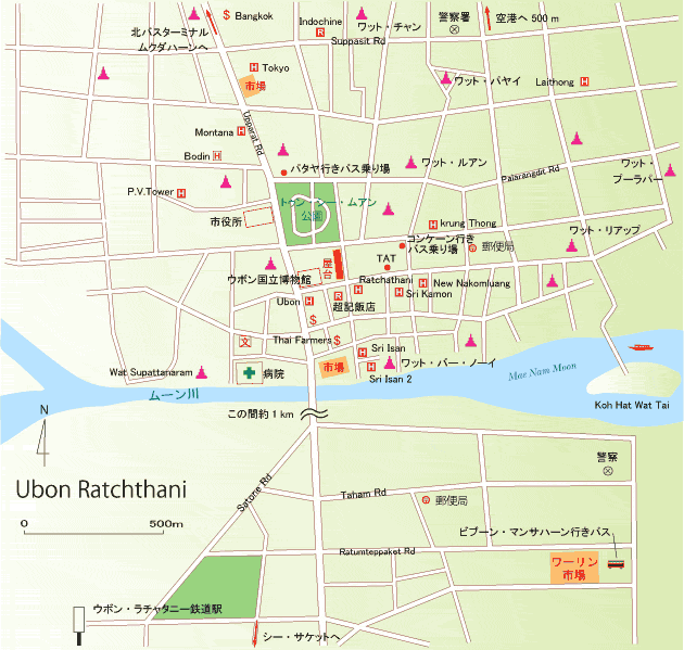 ウボンラチャタニー市街地図