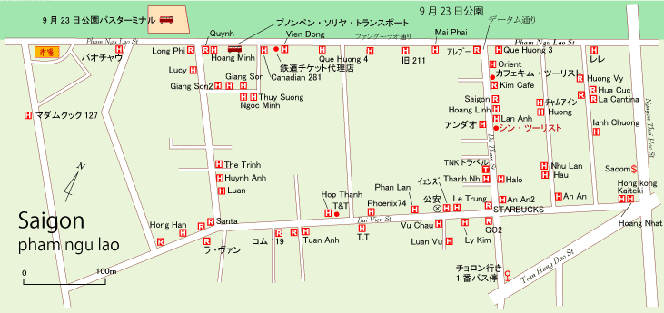 サイゴンファングーラオ、ホテル地図